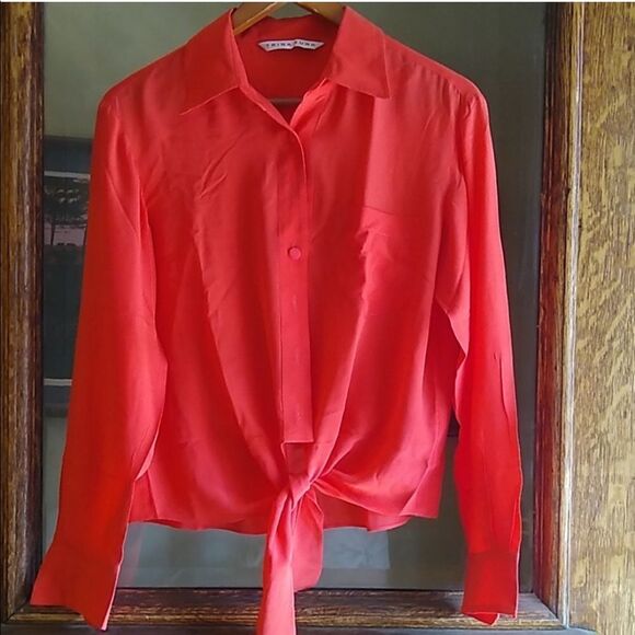 Trina Turk Coral Silk Blouse - Like New! Medium - Picture 1 of 5